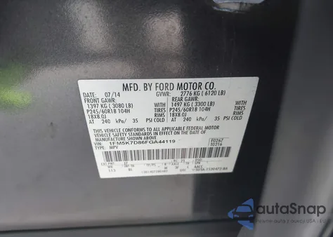 2015 Ford Explorer Xlt из США, поврежденный, VIN 1FM5K7D86FGA44119